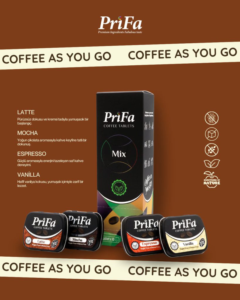 Prifa Mix paketini aroma açıklamaları ve ürün özellikleriyle anlatan tasarım