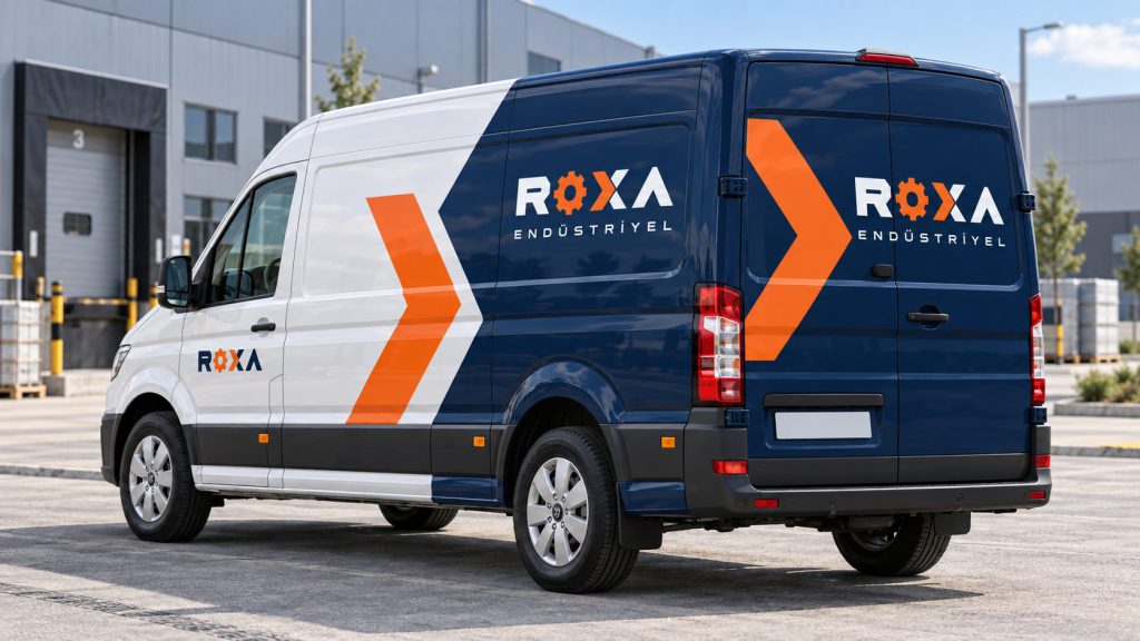 Roxa Endüstriyel giydirmeli panelvanın arka kapıları ve yan yüzü